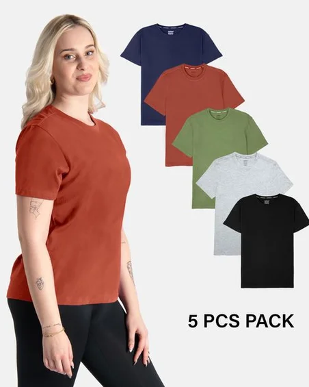 Majica s okruglim izrezom od mekane pamuka – Paket 5 kom.
