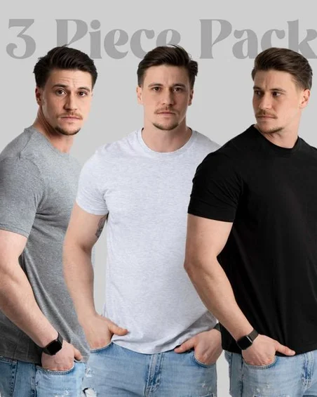 Pantoneclo Muška 3-komadna pakiranja majica s kratkim rukavima - Super mekana pamučna mješavina