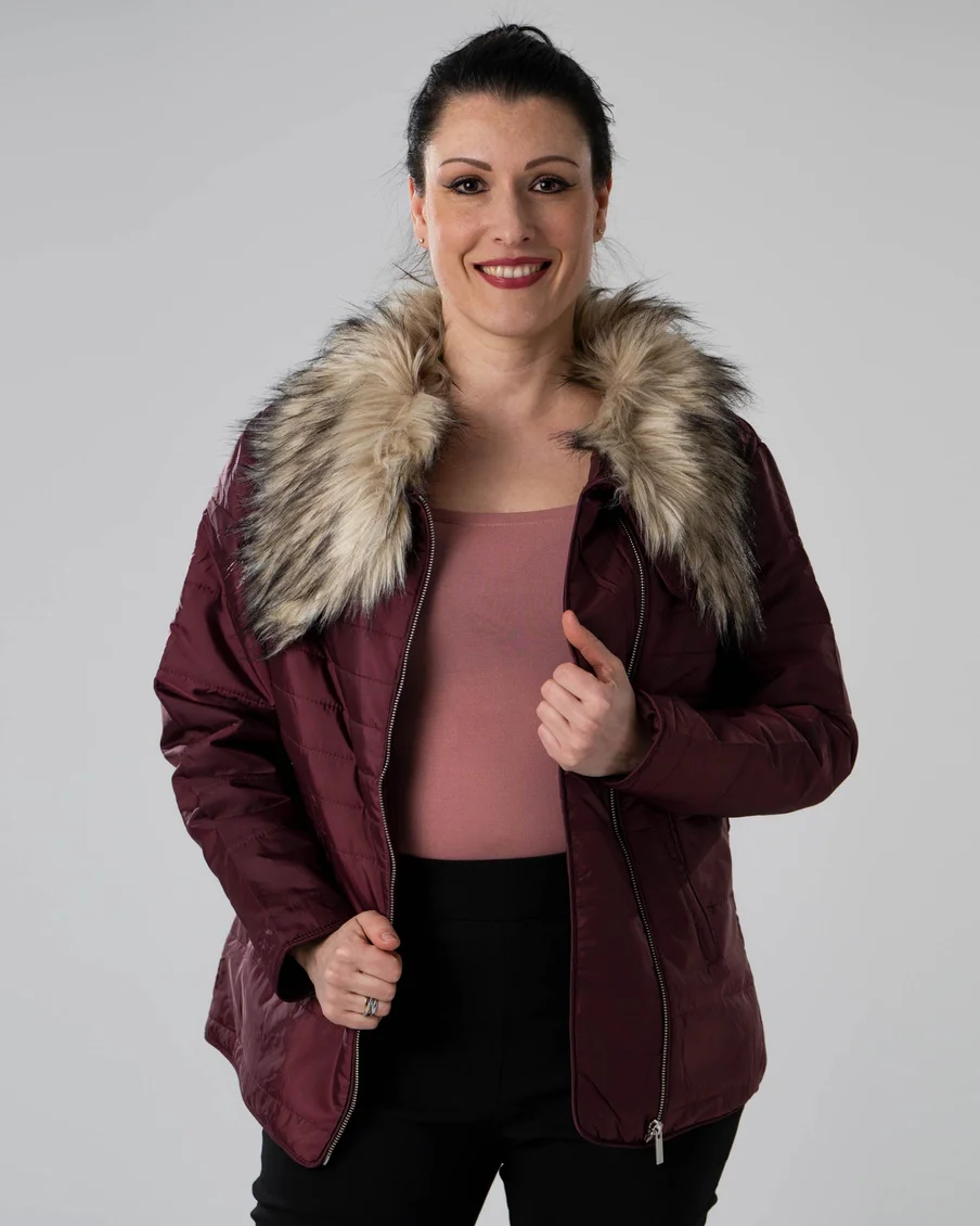 Image 3 of - ladiiespaddedjacketburgundy1jpg