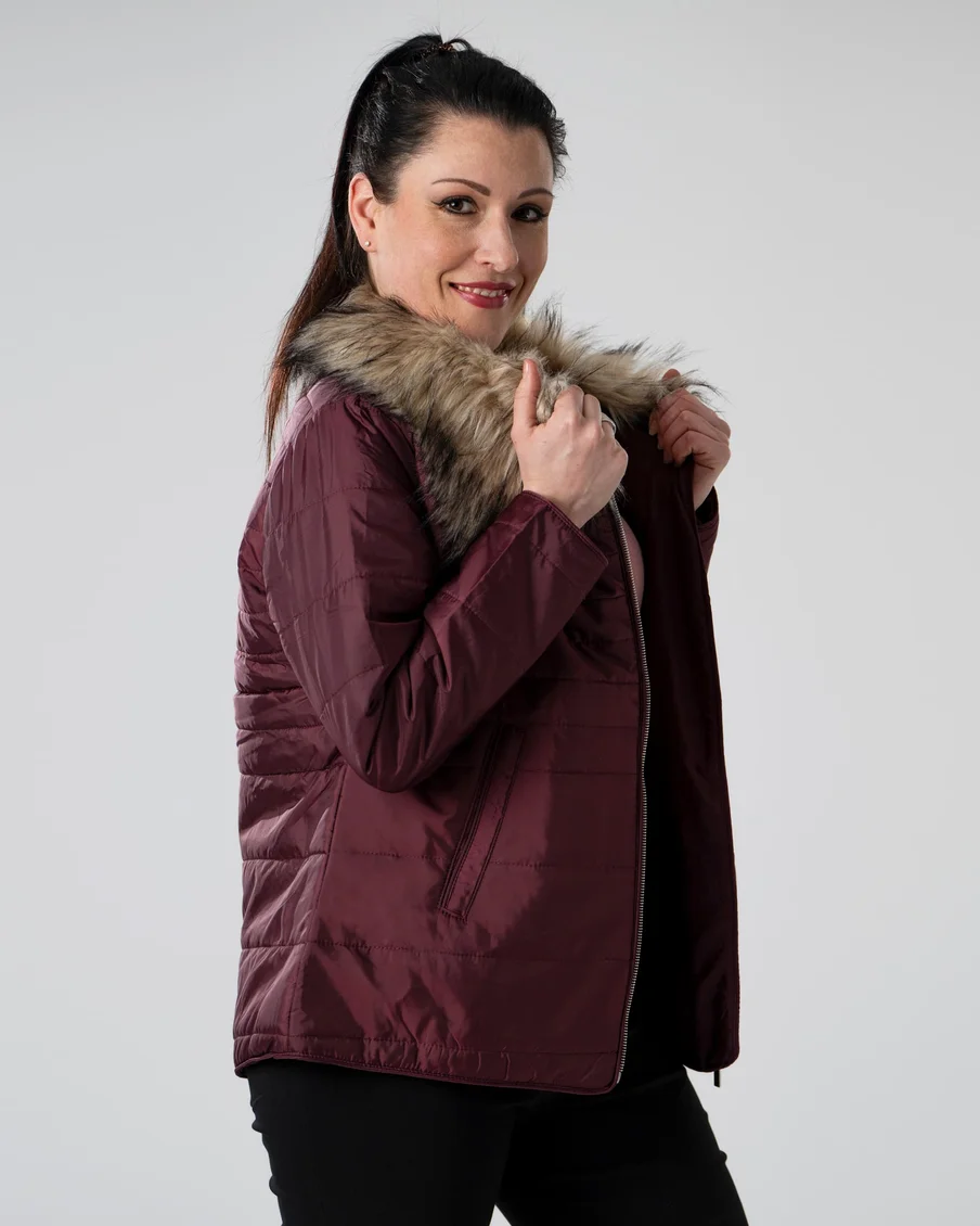 Image 2 of - ladiiespaddedjacketburgundy2jpg