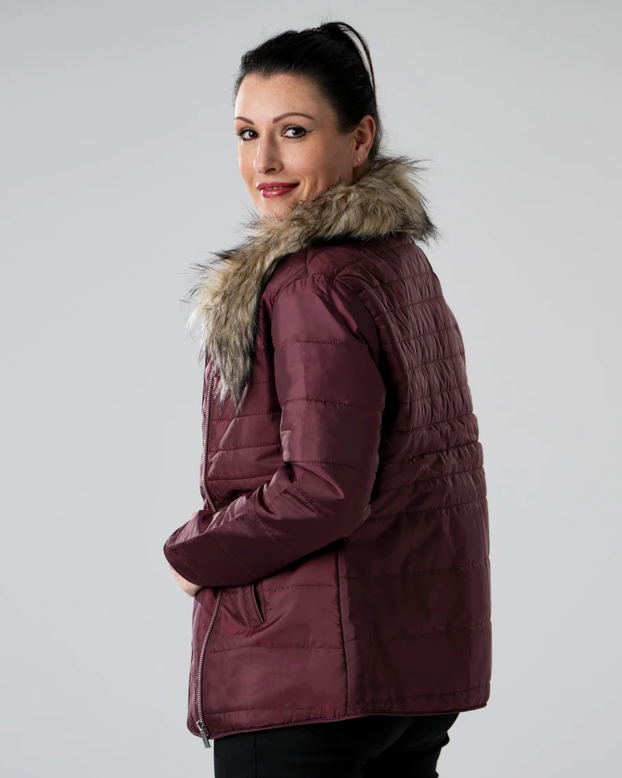 Image 5 of - ladiiespaddedjacketburgundy5jpg