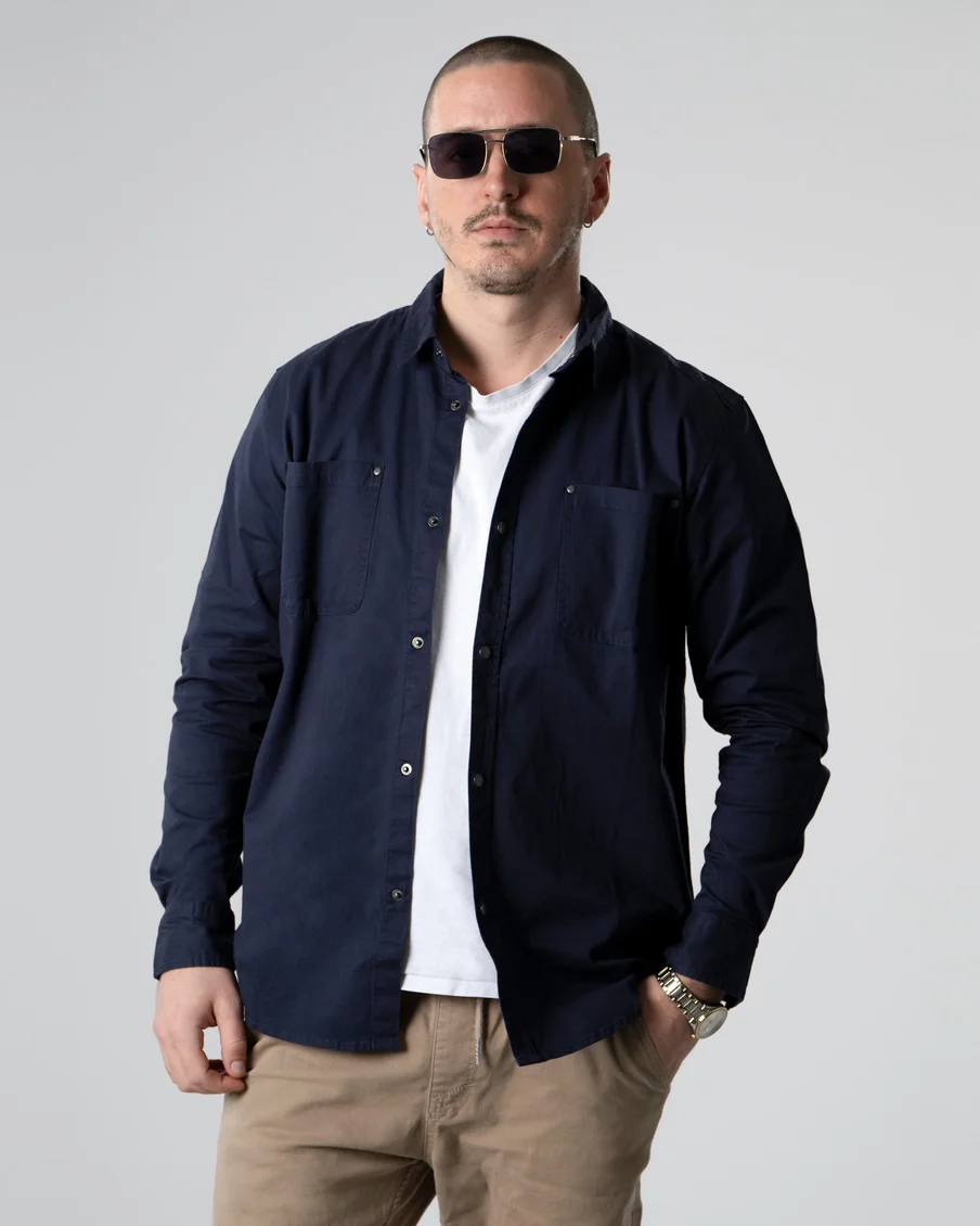 Image 1 of - mencottonshirtnevy1jpg