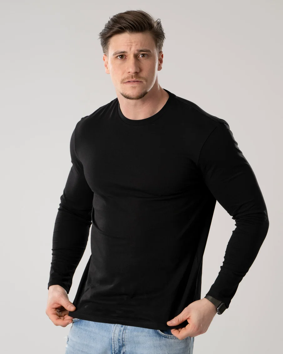 Image 11 of - mens3piecepacklongsleevetshirtsblack3jpg