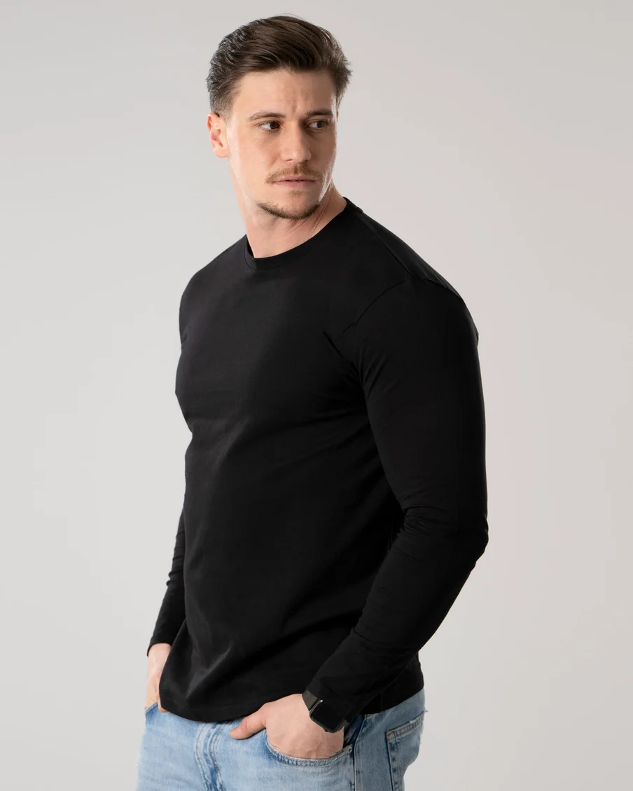 Image 1 of - mens3piecepacklongsleevetshirtsblack5jpg