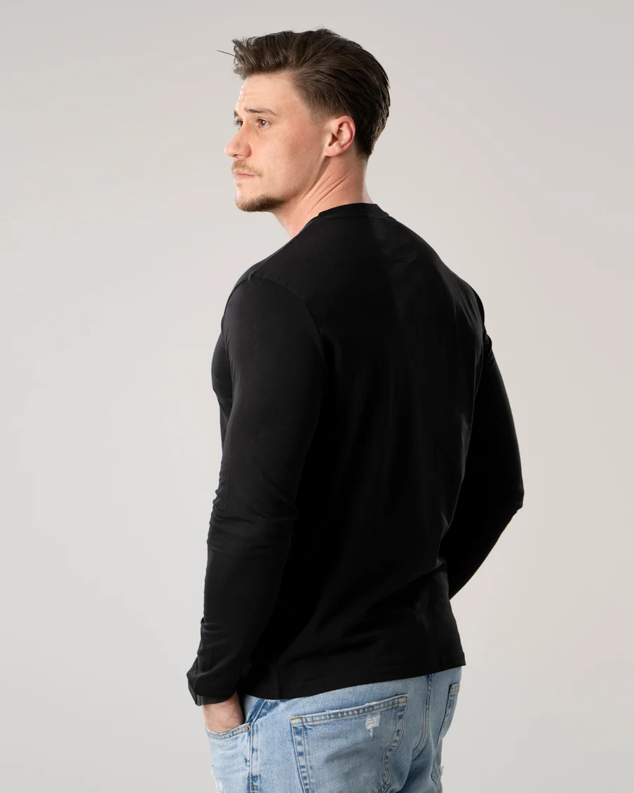 Image 12 of - mens3piecepacklongsleevetshirtsblack6jpg