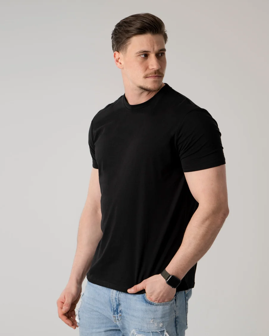 Image 6 of - mens3piecepackshortsleevetshirtsblack2jpg