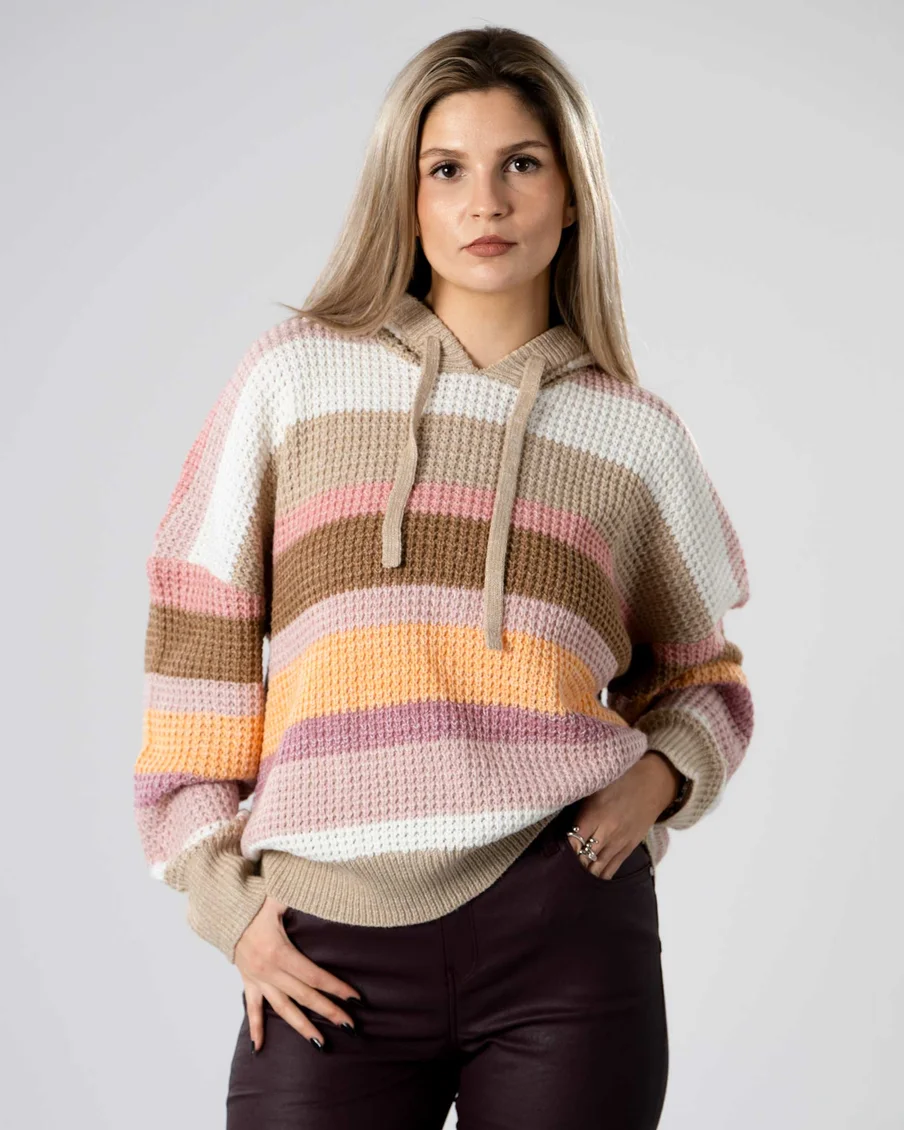 Image 1 of - womenhoodieknittedsweaterbeige1jpg