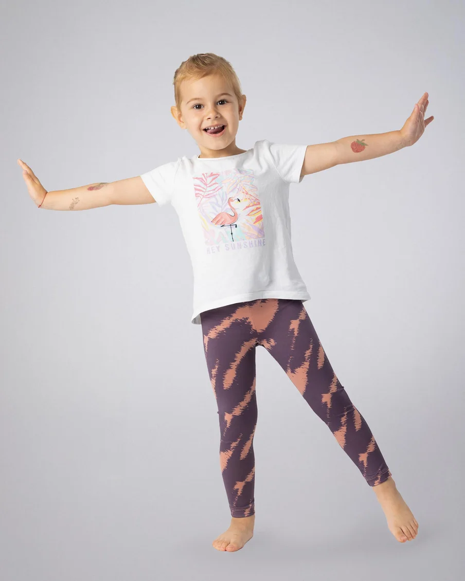 Image 1 of - girlsleggingpinklilacaopprinteddesign1jpg