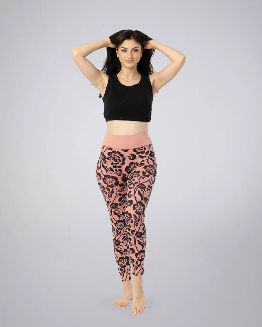 Image 1 of - ladiesleggingash-roseprinteddesign1jpg