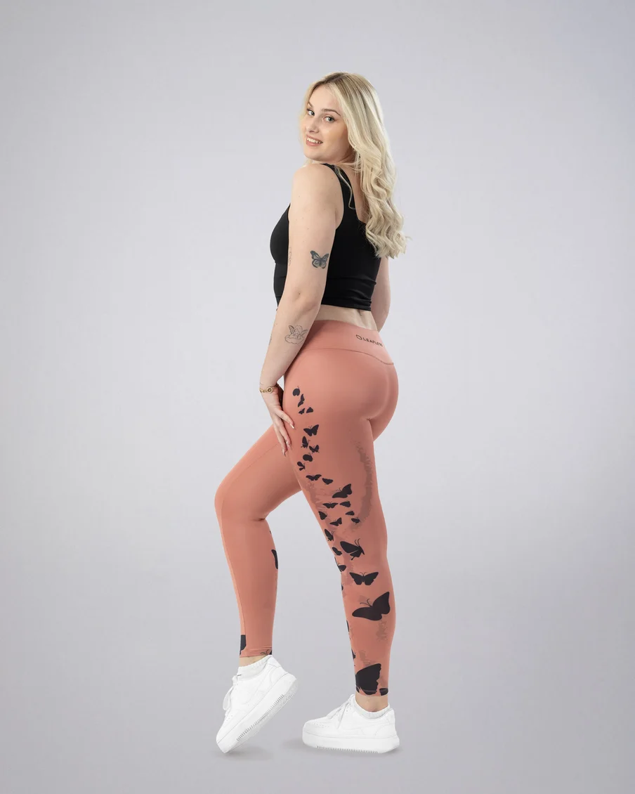 Image 3 of - ladiesleggingashrosebutterfly3jpg