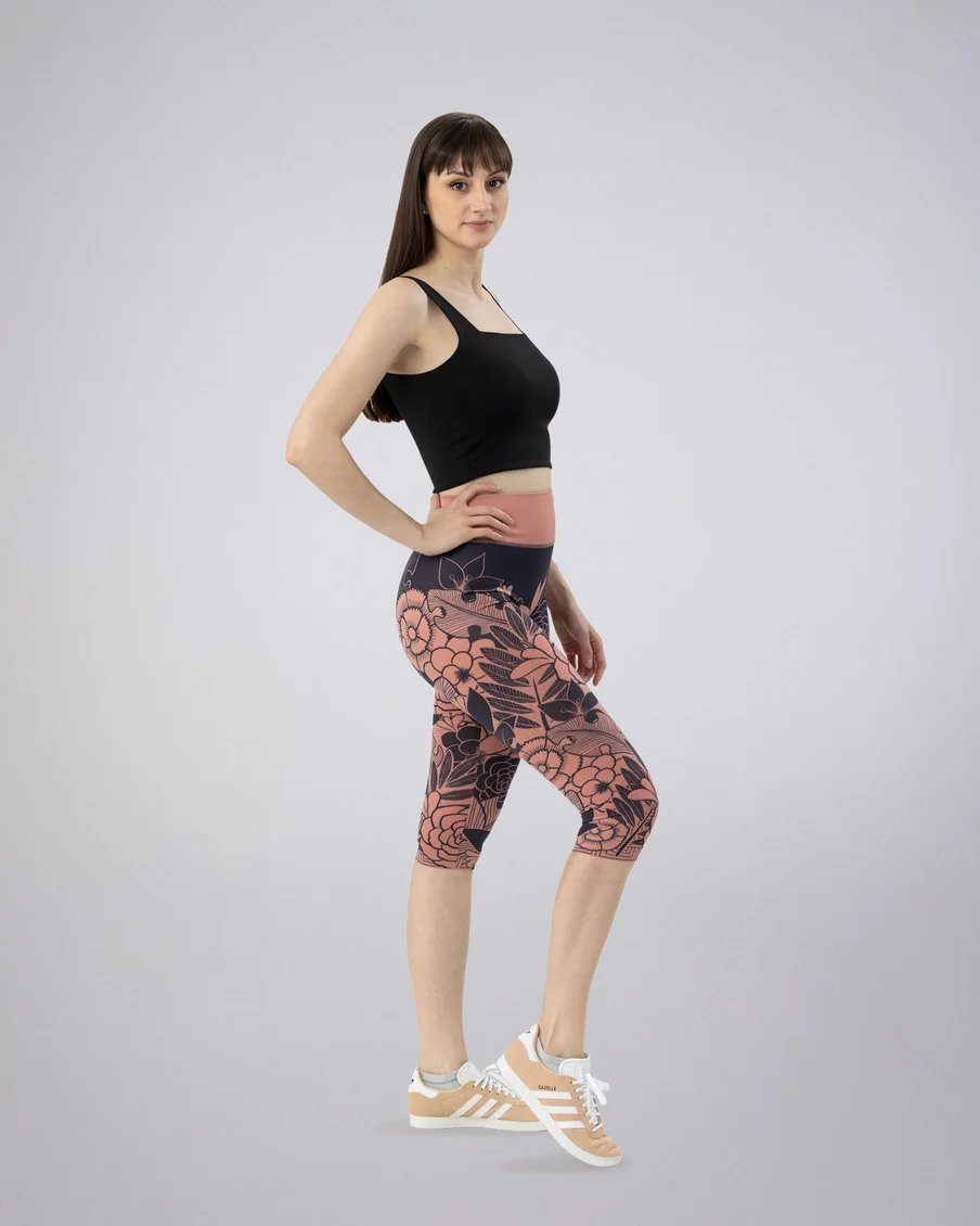 Image 2 of - ladiesshortleggingash-roseflowerprint2jpg