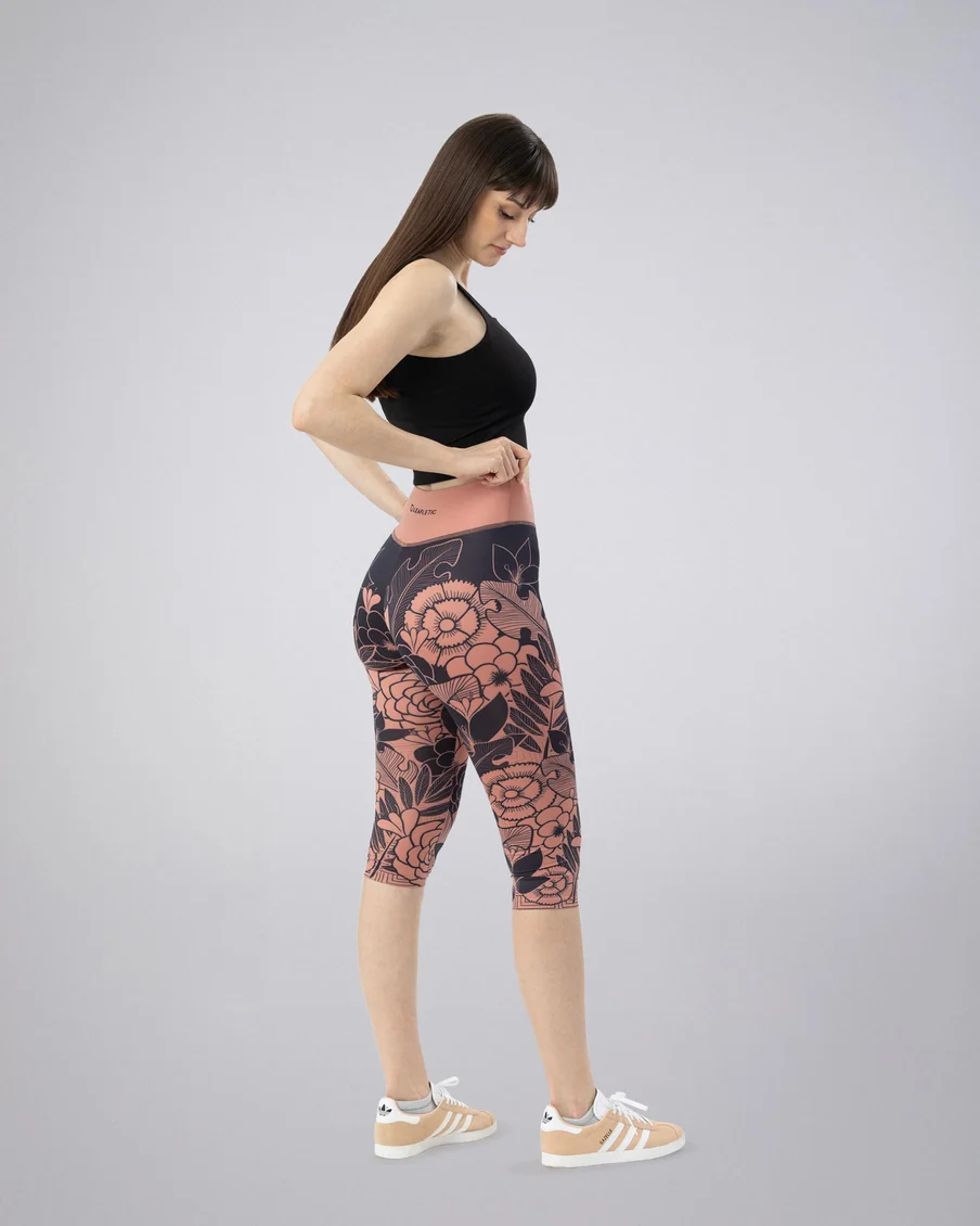 Image 5 of - ladiesshortleggingash-roseflowerprint5jpg