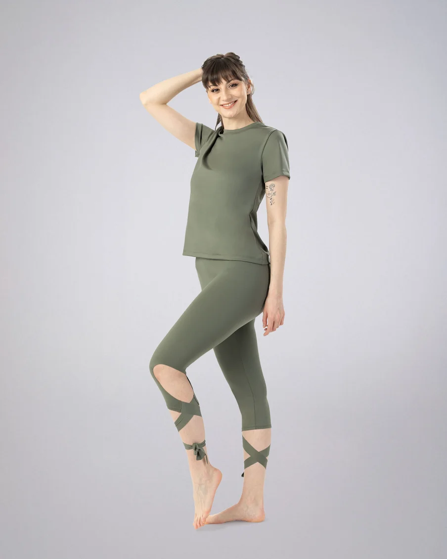 Image 1 of - ladiesstretchleggingmulledbasil2jpg