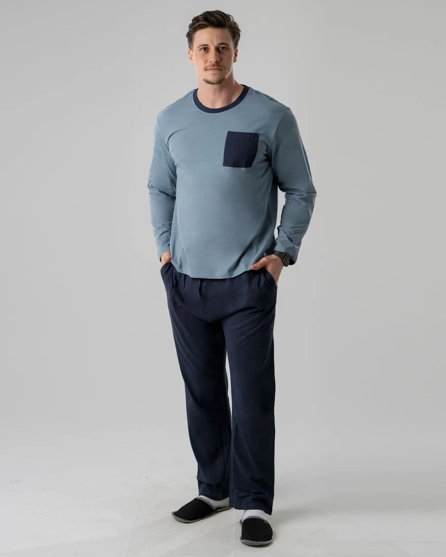 Image 1 of - menslongpjsetpeacoatnavy1jpg