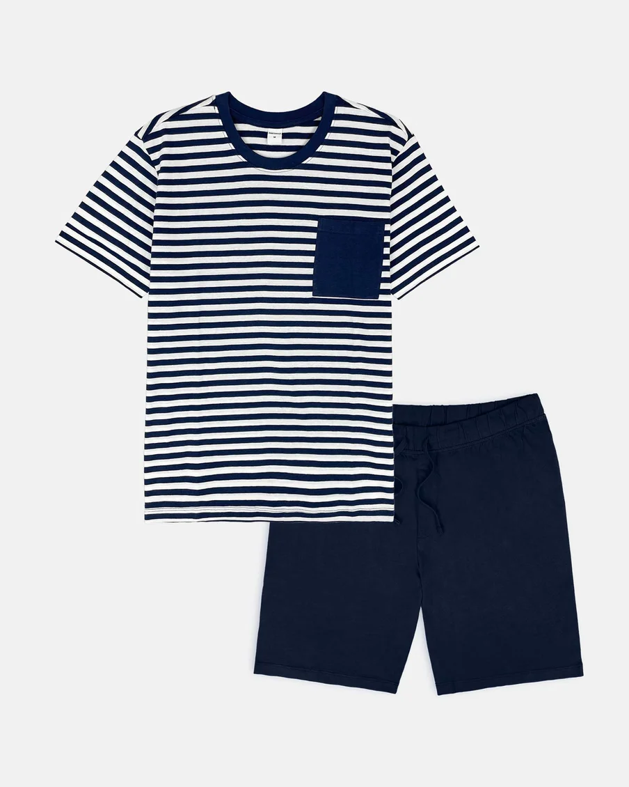 Image 2 of - mensshortpjsetbluestripepeacoat2jpg