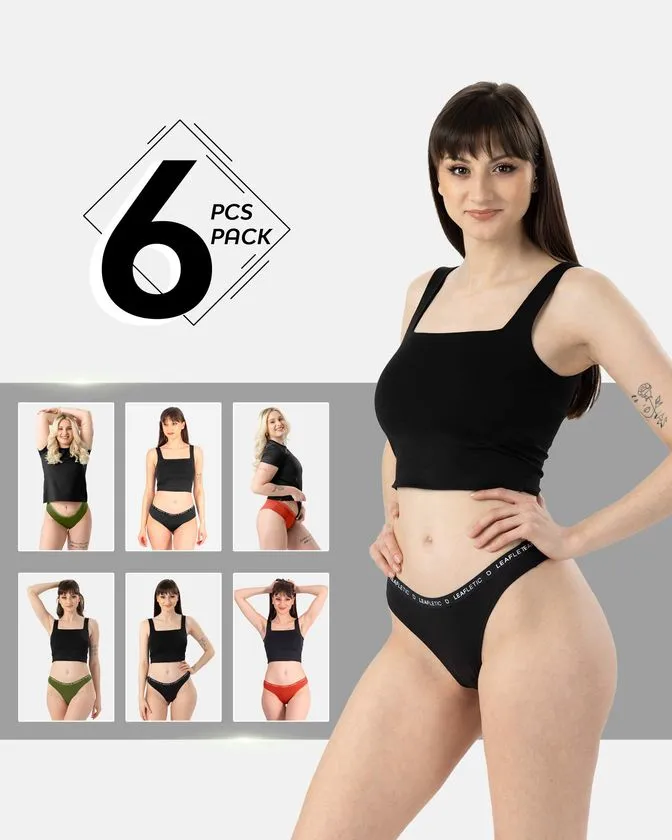 Hipster i brazilski gaćice od pamuka i elastana – Pakiranje od 6