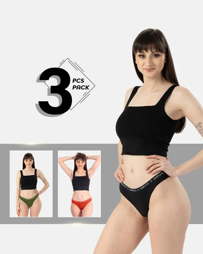 Brazilke od pamuka i elastana – Pakiranje od 3