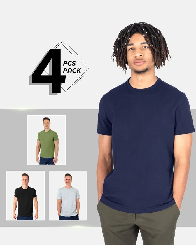 Majica s okruglim izrezom od mekane pamuka – Paket 4 kom.