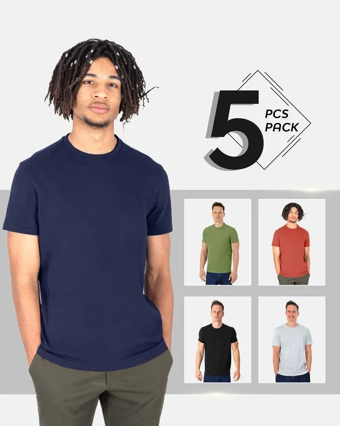 Majica s okruglim izrezom od mekane pamuka – Paket 5 kom.