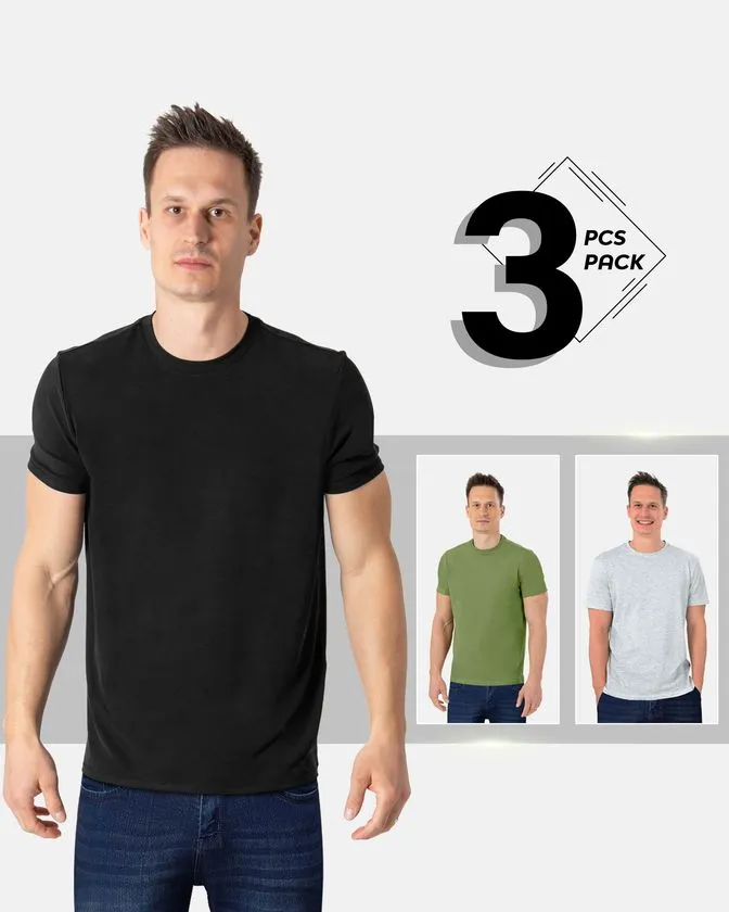 Majica s okruglim izrezom od mekane pamuka – Paket 3 kom.
