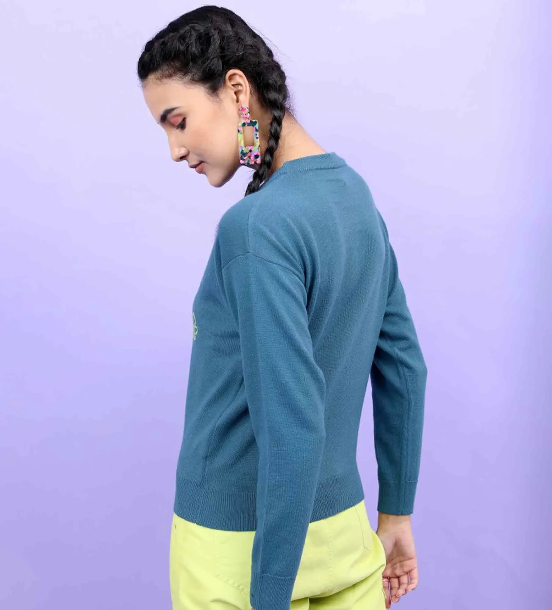 Women Round Neck Long Sleeve Sweater