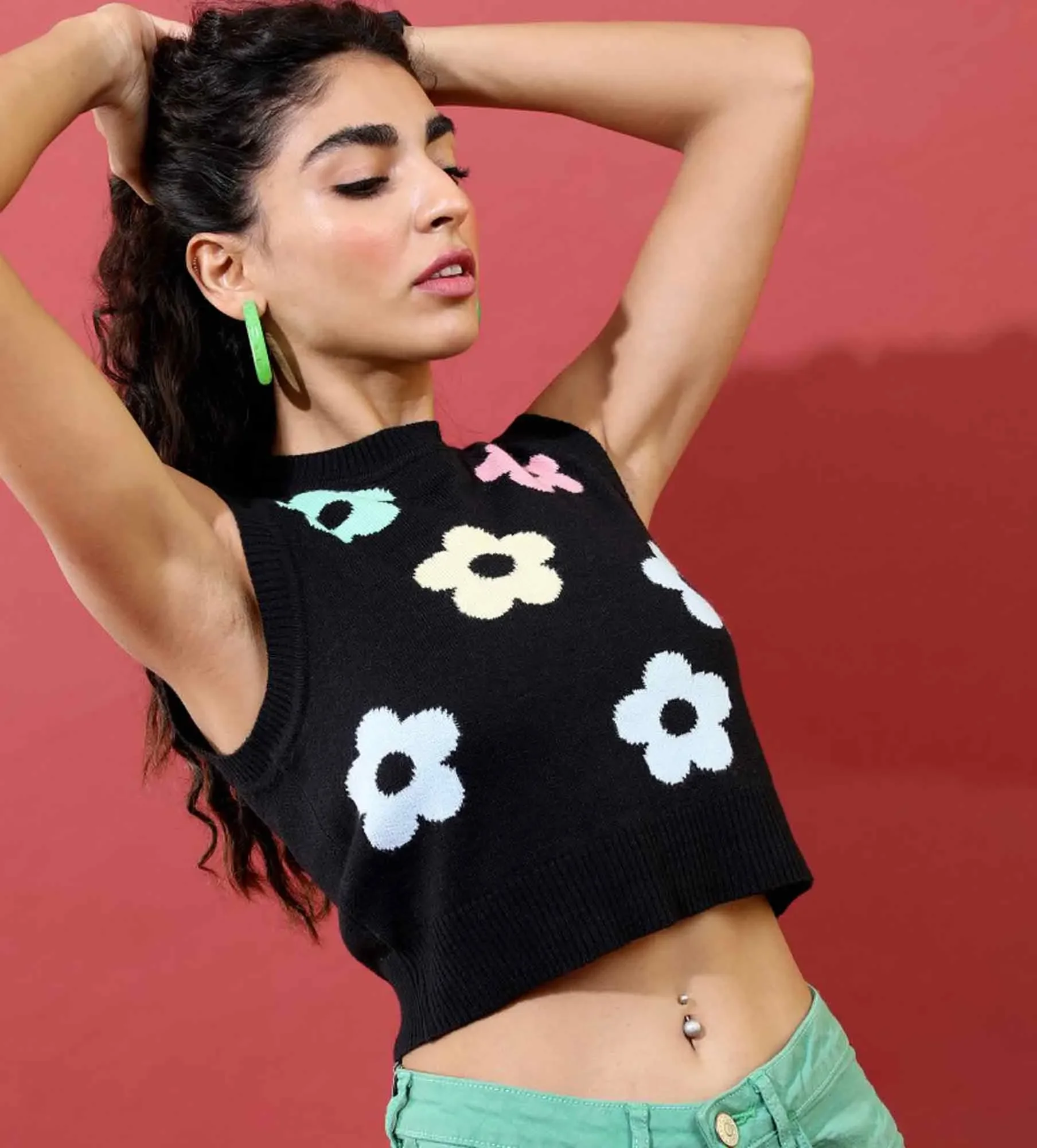 Women Crop Vest Sweater