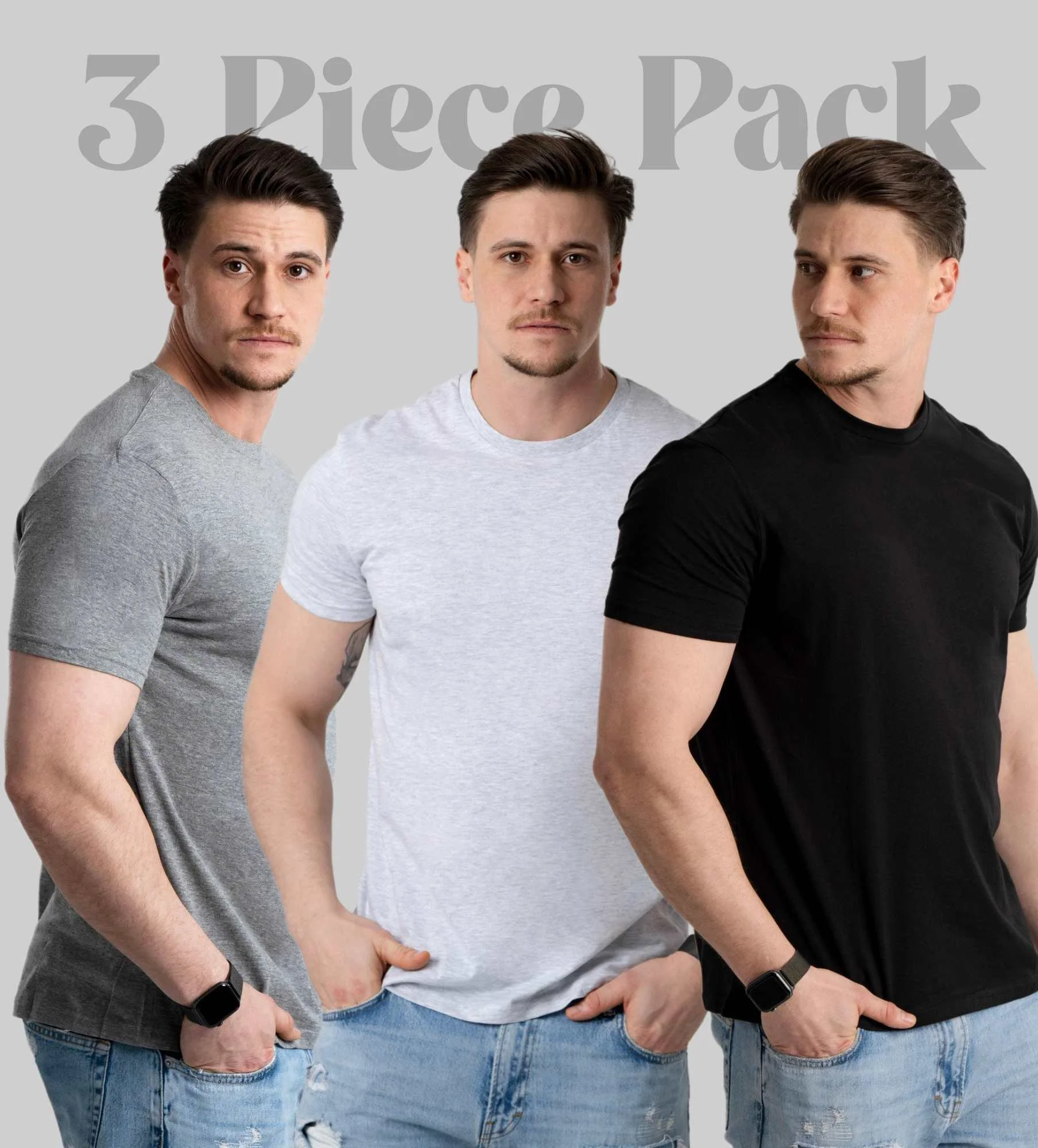 Pantoneclo Muška 3-komadna pakiranja majica s kratkim rukavima - Super mekana pamučna mješavina