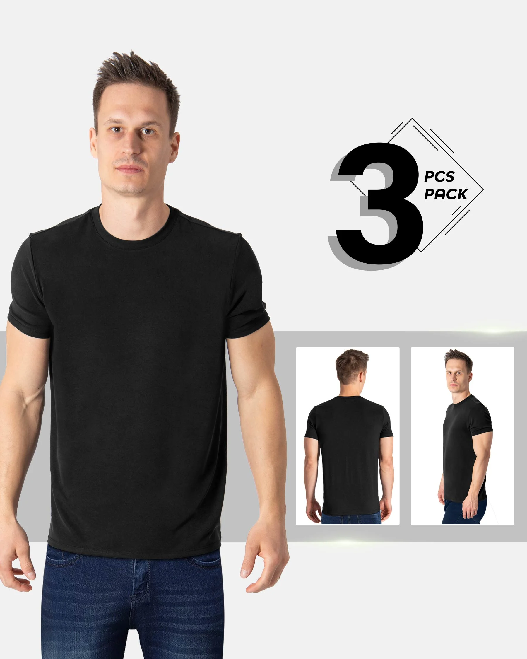 Majica s okruglim izrezom od bambusove viskoze – Paket 3 kom.