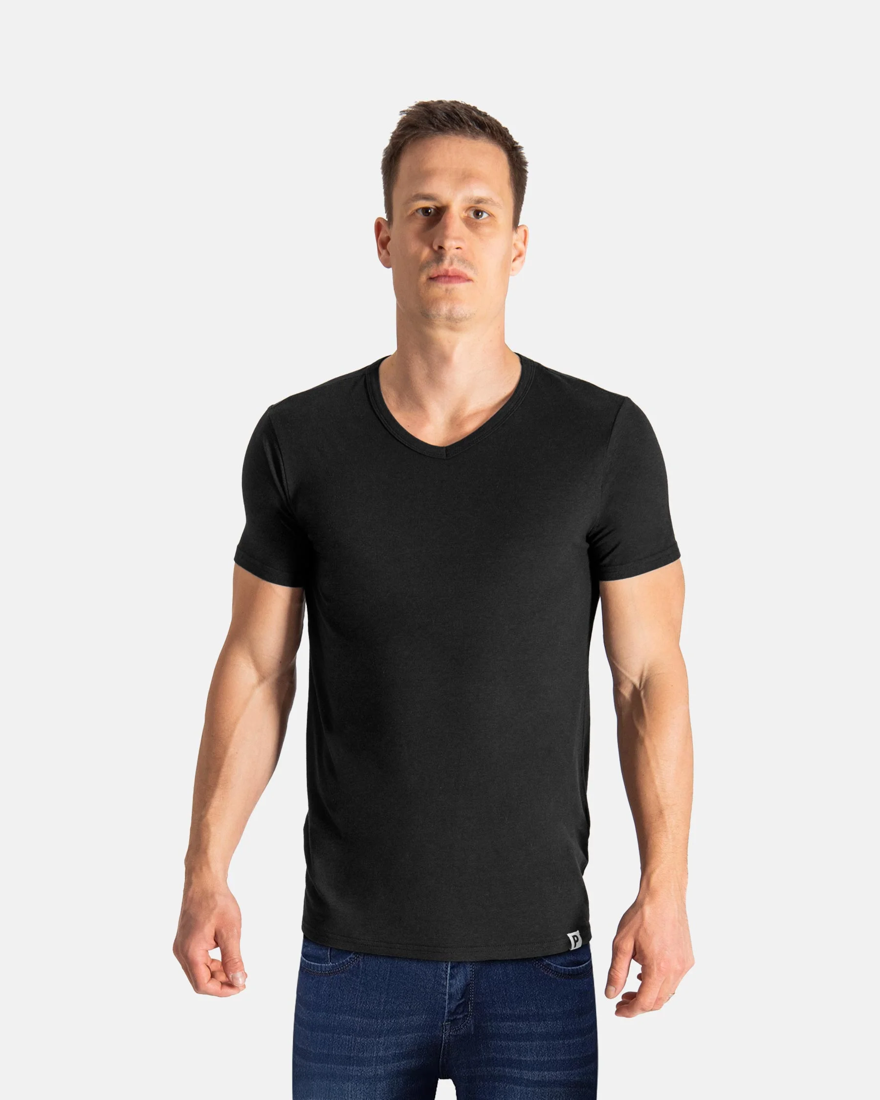 T-shirt s V-izrezom od bambusove viskoze