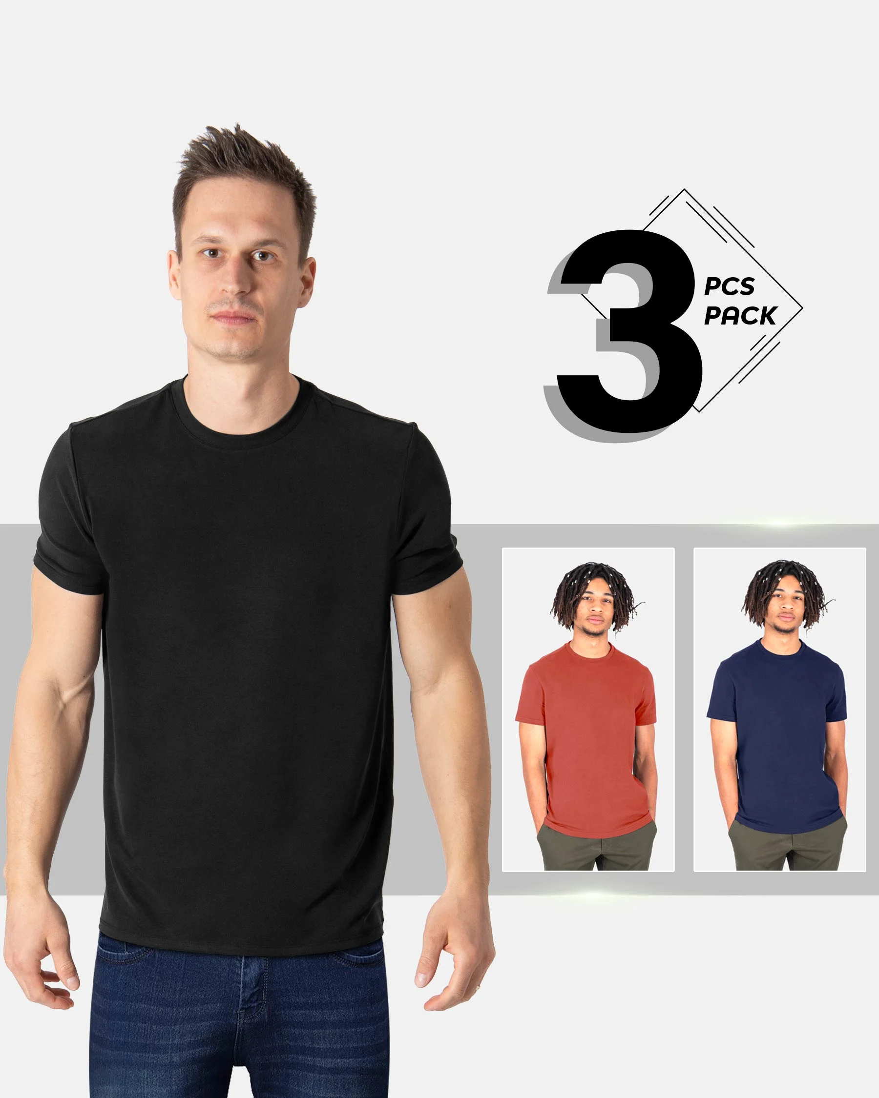 Majica s okruglim izrezom od mekane pamuka – Paket 3 kom.